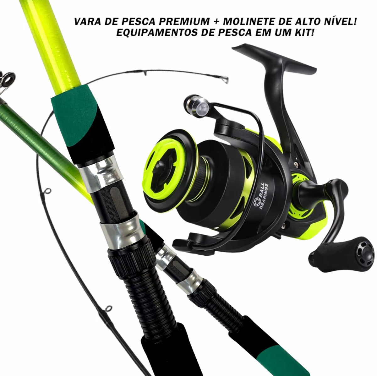 Kit Vara Telescópica 1,8m + Carretilha 5.2:1 – Ultraleve e Portátil