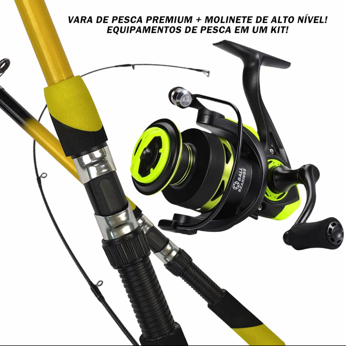 Kit Vara Telescópica 1,8m + Carretilha 5.2:1 – Ultraleve e Portátil